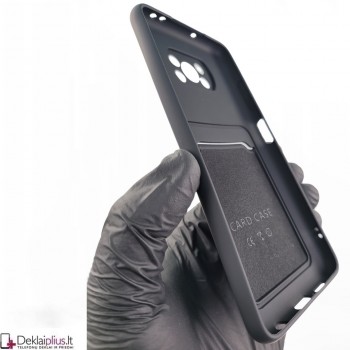 Švelnus silikoninis dėklas su kišenėle - juodas (Xiaomi Poco X3 Nfc/X3 Pro)